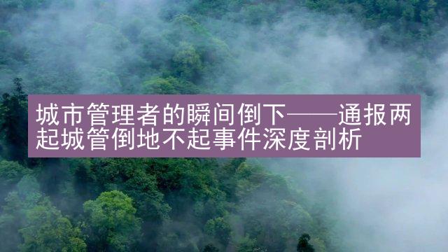 城市管理者的瞬间倒下——通报两起城管倒地不起事件深度剖析