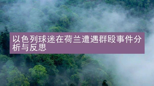 以色列球迷在荷兰遭遇群殴事件分析与反思