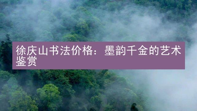 徐庆山书法价格：墨韵千金的艺术鉴赏