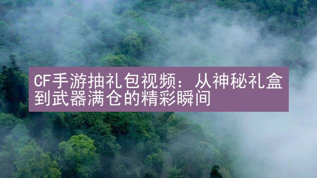 CF手游抽礼包视频：从神秘礼盒到武器满仓的精彩瞬间