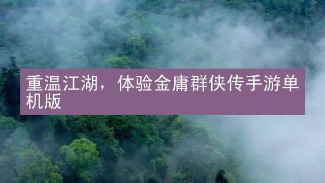 重温江湖，体验金庸群侠传手游单机版