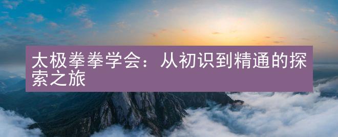 太极拳拳学会：从初识到精通的探索之旅